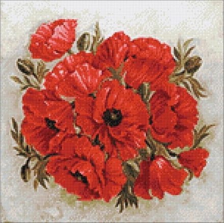 Wizardi Diamond Painting Kit Scarlet Poppies WD2470