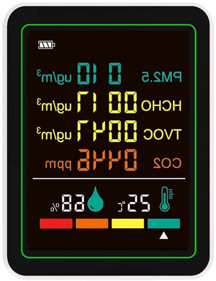 Luchtkwaliteitstester - Binnenluchtmonitor - Luchtkwaliteit Meten - 6-in-1 Detectie - 1200mAh Batterij - Wit