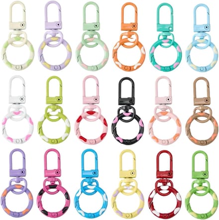 Lobster Claw Clasps, Candy Color Spring Keychains, 18 Piece Sturdy & Easy Use Fasteners, Portable Hook Set for Wallets, Bags, Bracelets, Backpacks, Craft Making and Diys Projects