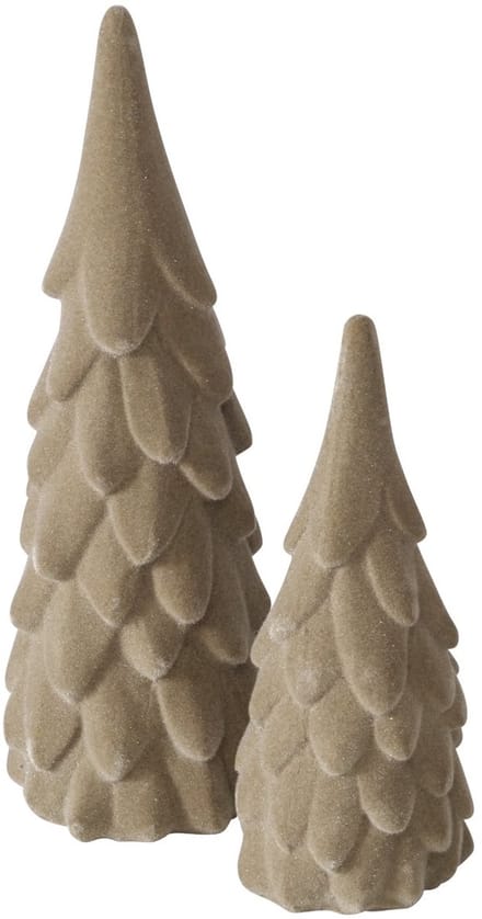 Beeld kerstboom beige set a 2 fluweel