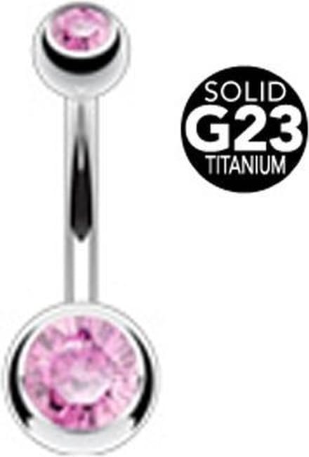 Piercing titanium steen 1.6x8x6 - zilver roze - LMPiercings