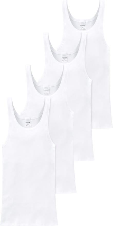 Schiesser Heren onderhemd 4 pack Cotton Essentials dubbelrib