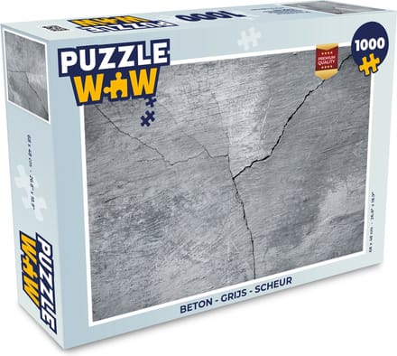 Puzzel Beton - Grijs - Scheur - Legpuzzel - Puzzel 1000 stukjes volwassenen