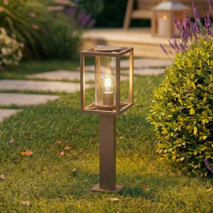 Lucande - Tuinpad verlichting - 1licht - Aluminium, glas - H: 60 cm - E27 - bruin