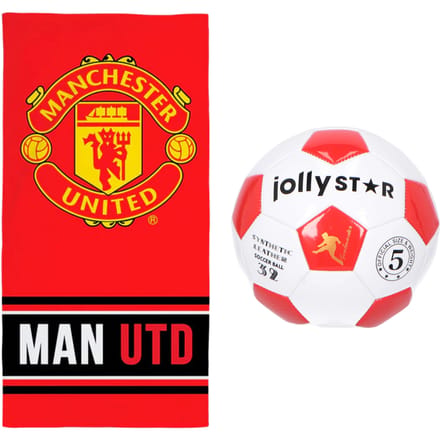 Manchester United strandset; strandlaken en voetbal
