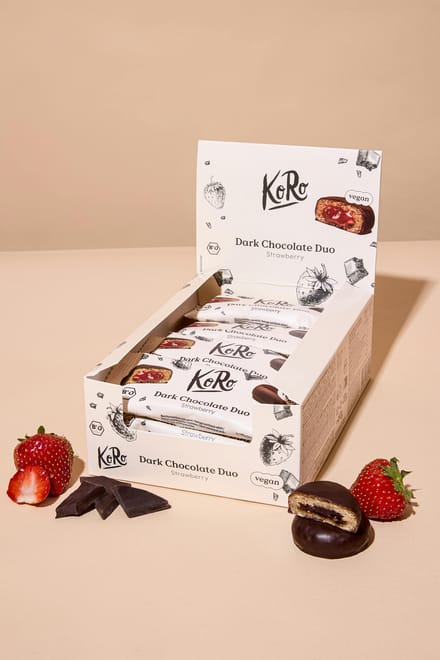 Bio dark chocolate duo strawberry 12 x 2 x 20 g