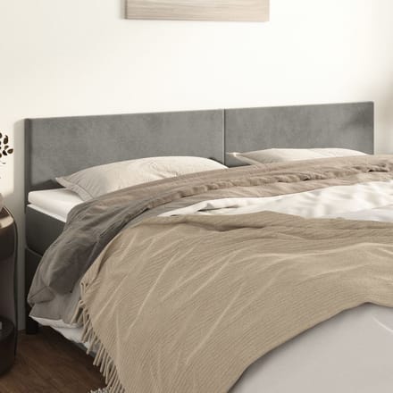 vidaXL - Hoofdborden - 200x5x78/88 - cm - fluweel - lichtgrijs