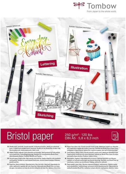 Tombow Tekenpapier - Bristol - Glad - Wit - A5 - 250 g - 25 vel
