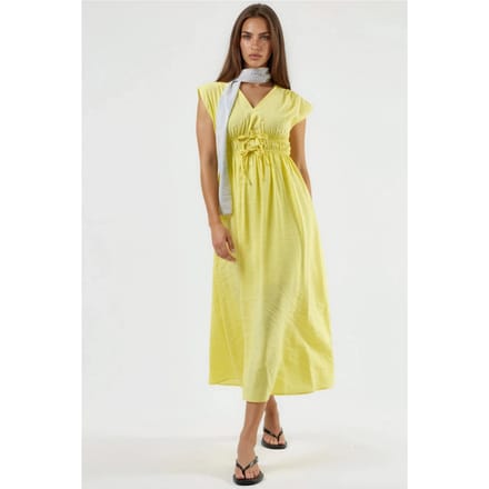 V-hals Midi-jurk met Strikdetail