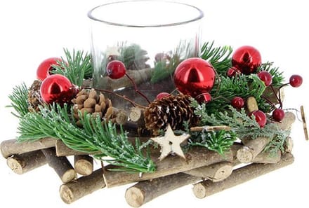 Kerstkandelaar met 1 kaarsenhouder Ø19cm - Hulst en Den - Plastic - SILUMEN