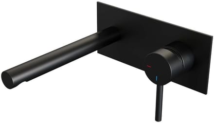 Brauer Black Edition Inbouw Wastafelmengkraan met Rechte Uitloop en Afdekplaat Model A1 Mat Zwart
