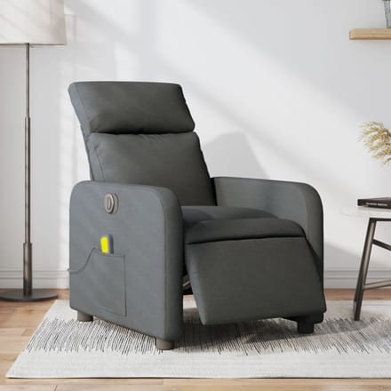 vidaXL - Massagestoel - elektrisch - verstelbaar - stof - donkergrijs