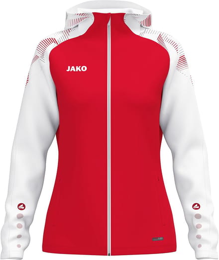 Jako Sonic Jas Met Kap Dames - Rood / Wit | Maat: 34/36
