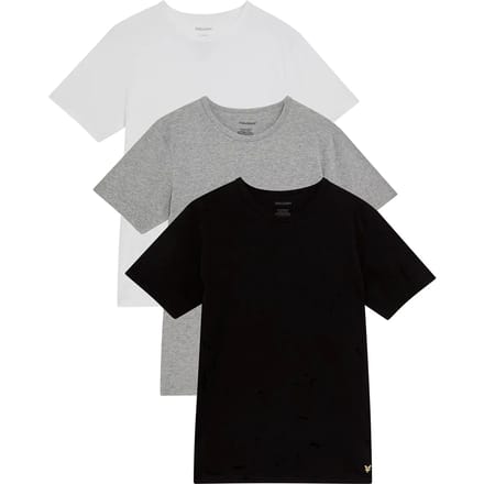 Lyle & Scott Basic 3 pack t-shirt - jet black mid grey marl white