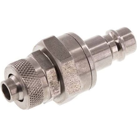 RVS DN 7.2 (Euro) Luchtkoppeling Insteeknippel 8x10 mm Push-On Double Shut-Off - CLP7-N-S-SV-8