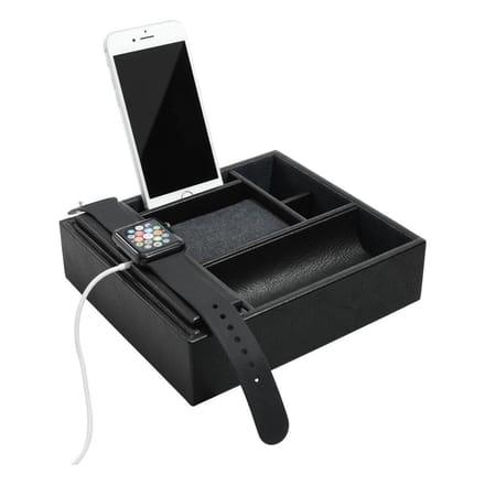 Stackers Classic Organizer: Horloge, Sieraden & Telefoonstandaard (Zwart)