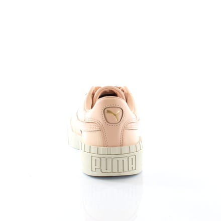 Puma Cali Emboss Cream Tan Leather Low Lace Up Damestrainers 369734 01