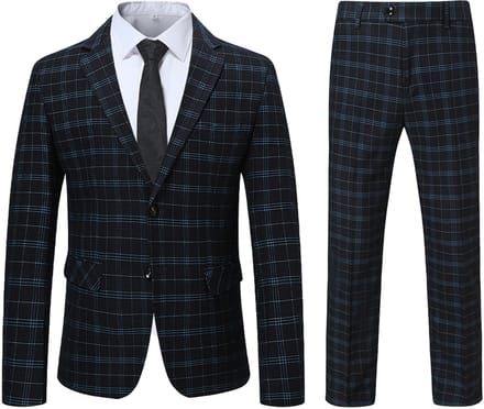ALLTHEMEN Heren Geruit Colbertpak Met Twee Knopen - Ronde Zoom - M