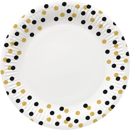 PAW - Papieren bordjes - 23 cm - Confetti Gold-black