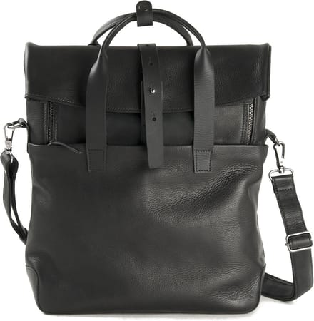 HAROLD'S Leren Schoudertas Laptoptas met laptopvak Mount Backpack / Messengerbag Black Zwart