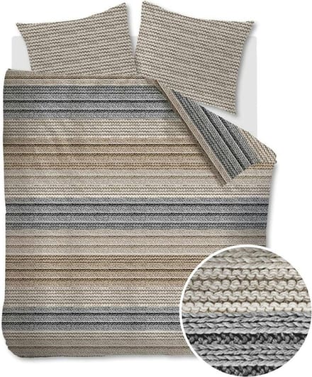 Ambiante Cozy Knit dekbedovertrek - Lits-Jumeaux - 240x200/220 - Grijs