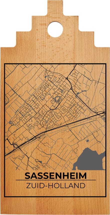 JM Woods - Borrelplank - Serveerplank - Hapjesplank - Kaasplank - Plattegrond - SASSENHEIM - Gepersonaliseerd - Cadeau tip!