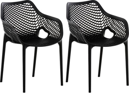 CLP Air Set van 2 Tuinstoelen - Stapelbaar - UV-lichtbestendig - Waterafstotend - zwart