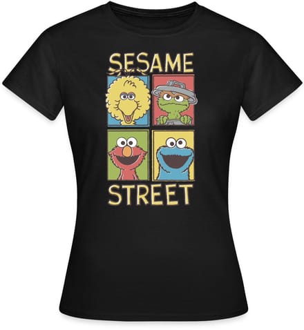 Sesamstraat Bibo Oscar Elmo Koekiemonster T-Shirt Dames