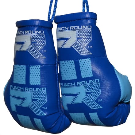 Punch Round Mini Carhanger Bokshandschoenen Blauw Wit
