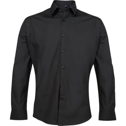 Premier Supreme Heavier Weight Poplin Werkshirt met lange mouwen (Zwart)