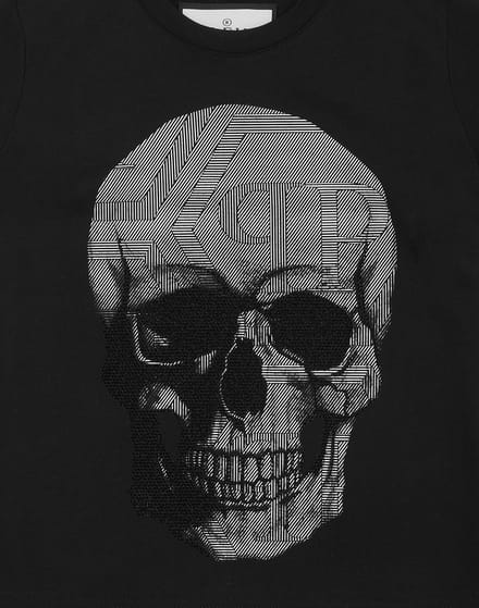 Jersey T-Shirt Round Neck Ss Strass Skull