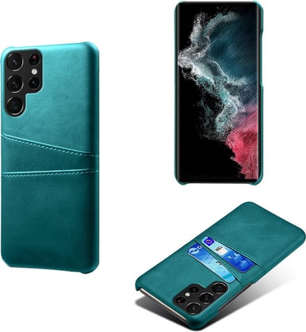 Backcover met Opbergvakjes + PMMA Screenprotector voor Galaxy S23 Ultra _ Groen