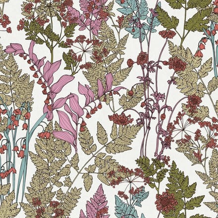 BLOEMEN EN BLADEREN BEHANG | Botanisch - meerkleurig wit - "Architects Paper" A.S. Création Floral Impression