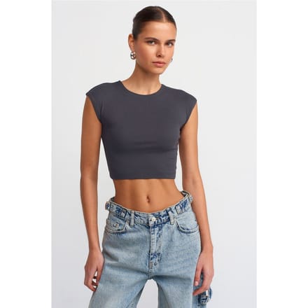 Slim Fit Crop Jersey Blouse
