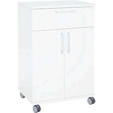 Verrijdbare cateringkast met draaideuren, B 650 x D 480 x H 1000 mm, wit