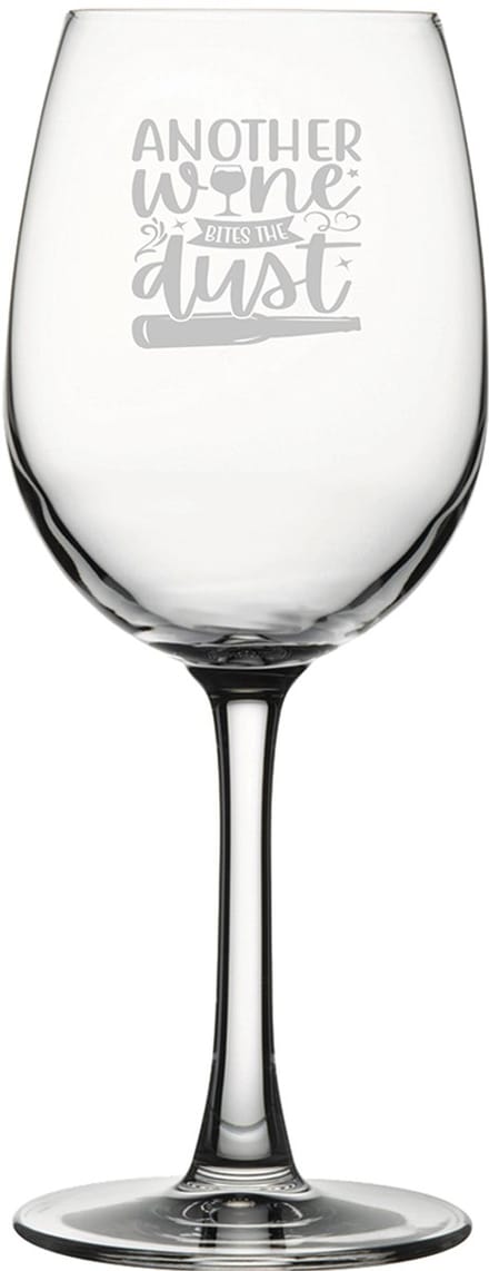 Gegraveerde witte wijnglas 36cl Another wine bites the dust