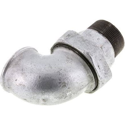 90° L-Koppeling Aansluiting 2'' Buitendraad R X Binnendraad Rp Gietijzer Conische Afdichting 25bar