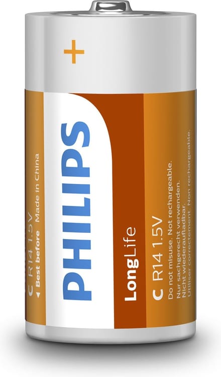 Philips R14L2B - C batterij - 2 stuks