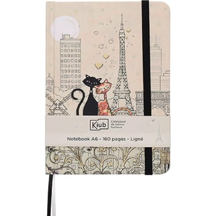 Notitieblok a6 gelijmde rug genaaid Kiub Bug Art Paris Amoureux