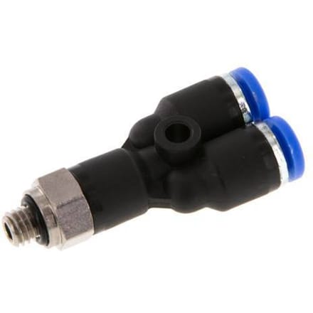 4mm x M 5 Y-koppeling Messing/PA 66 Insteekfitting Buitendraad Draaibaar NBR [2 Stuks]