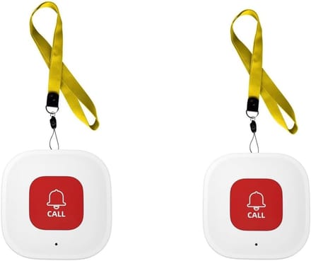 Noodoproep Knop - Verzorger Pager - Hulp Inschakelen - Tuya WiFi Connectie - 2 Stuks - Wit Rood