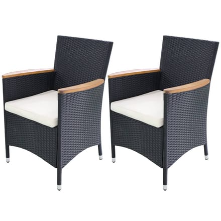 vidaXL - Tuinstoelen - 2 - st - met - kussens - poly - rattan - zwart