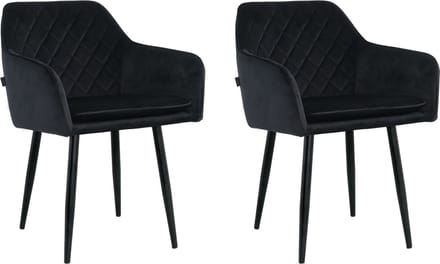 Lina® Noble Eetkamerstoelen - Zwart - Set van 2 - Velvet