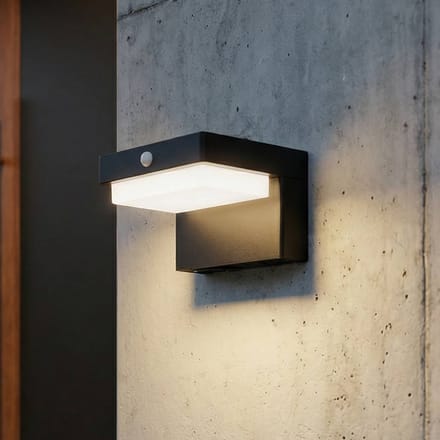 Lindby - solar buitenlamp - 1licht - Aluminium, polycarbonaat - H: 8 cm - zwart, wit - Inclusief lichtbron