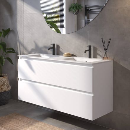 Saqu Gaia Badkamermeubel Set - 121x46 cm - Voorgemonteerd - Wit - Wastafelmeubel - Badmeubel