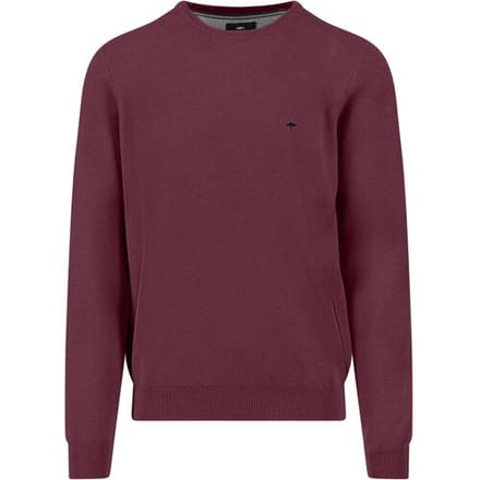 Fynch-Hatton Trui Fine Texture O-Neck Cotton Deep Merlot / male