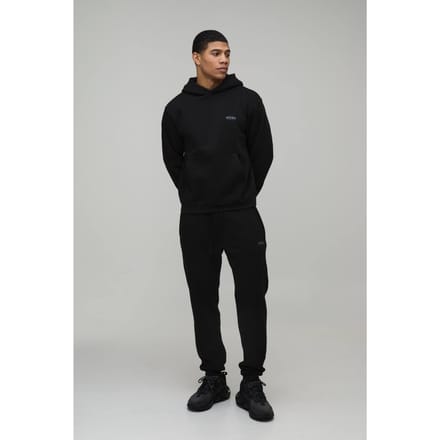 Boxy Fit Heren Sport Trainingspak met Capuchon | Black | Size Medium