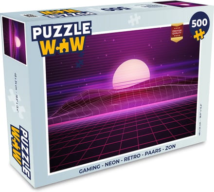 Puzzel Gaming - Neon - Retro - Paars - Zon - Gamen - Legpuzzel - Puzzel 500 stukjes