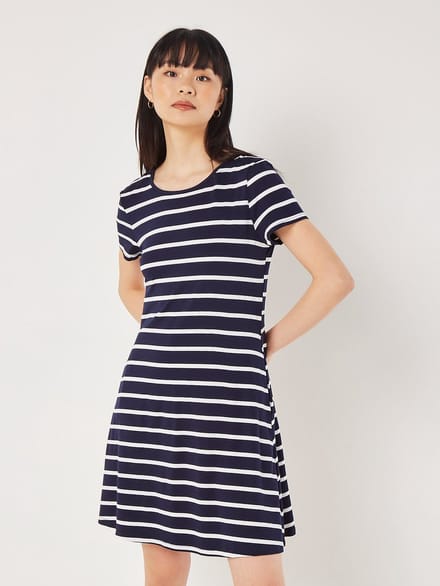 Mini-jurk van gestreepte jersey