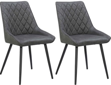 Colenis® - Nordi Eetkamerstoel - Set Van 2 - Antraciet - Microfiber - Microvezel - Zonder armleuning